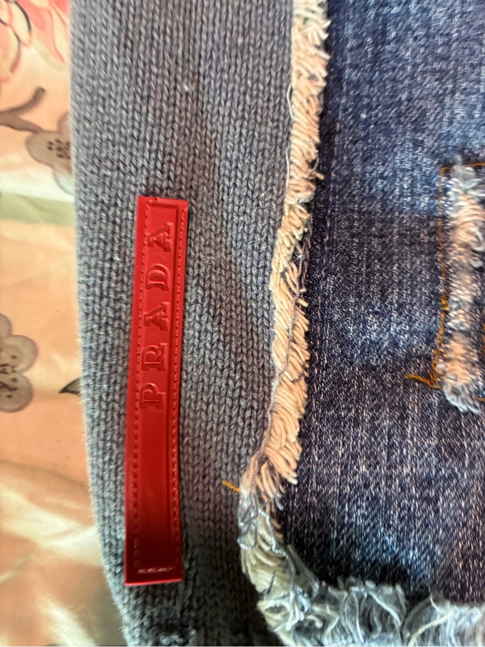 Prada Blue Denim & Gray Knit Zip Jacket - Picture 8 of 11